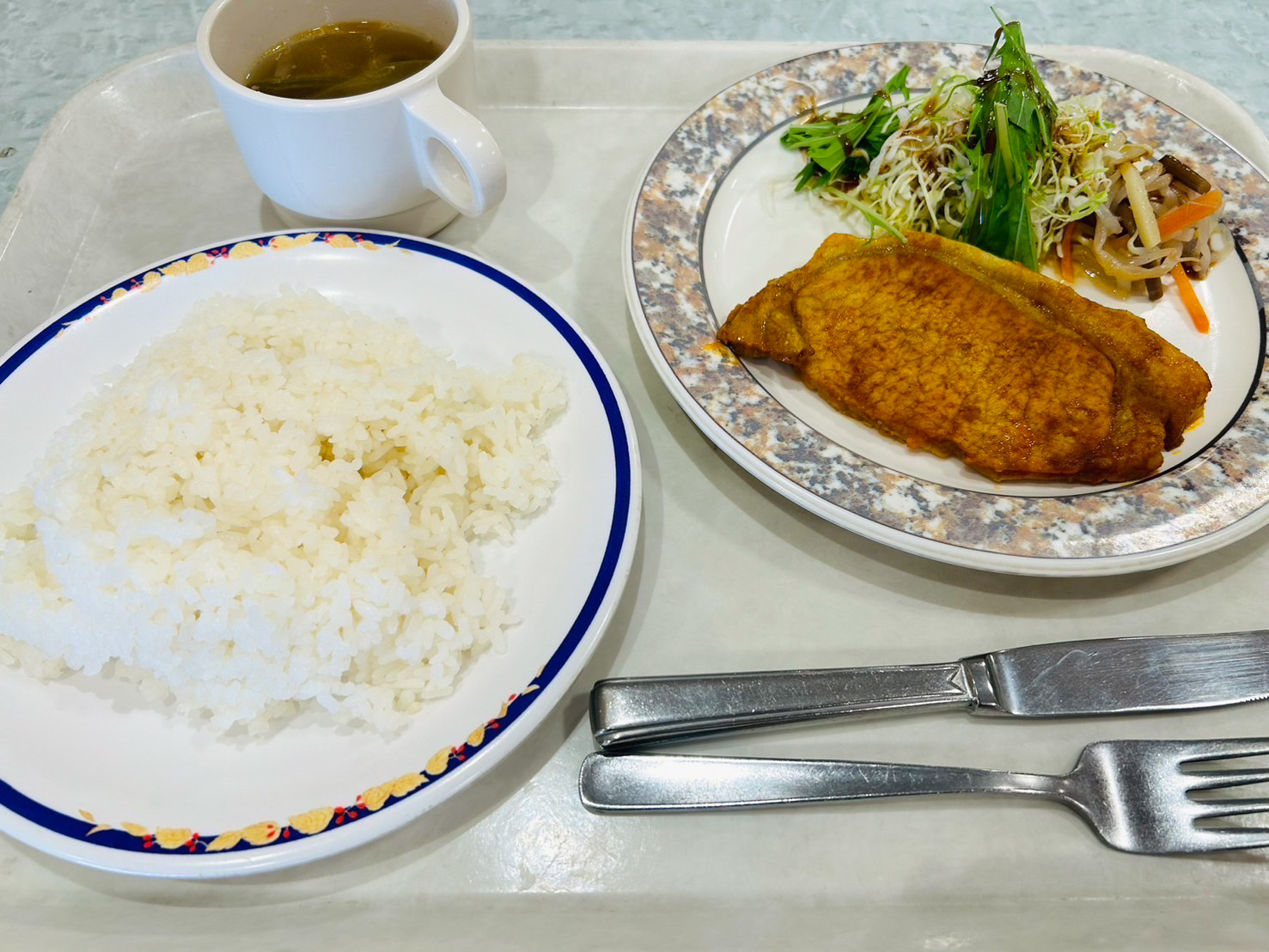 「お肉のランチ」500円（税込み）。日によってないときもある